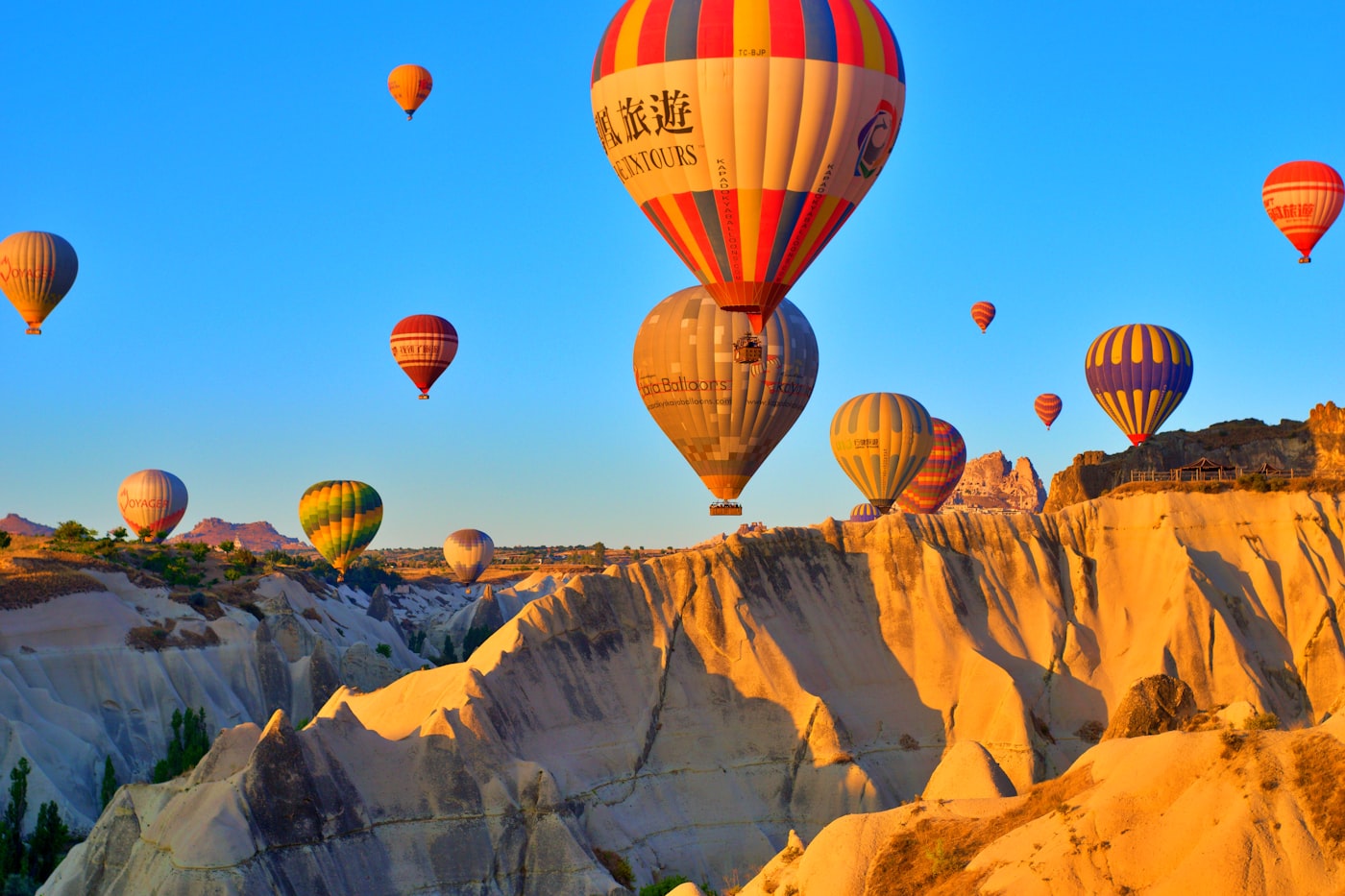 Cappadocia landscape with hot air balloons